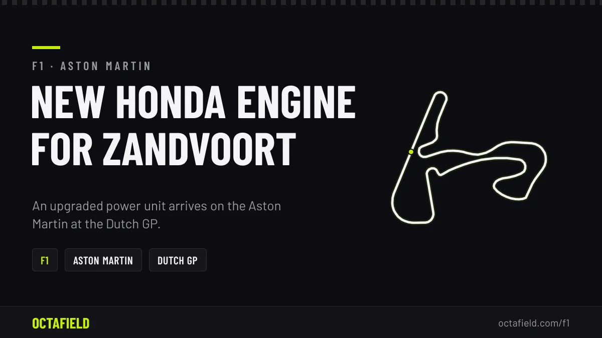 Aston Martin Get New Honda Engine at 2026 Dutch GP
